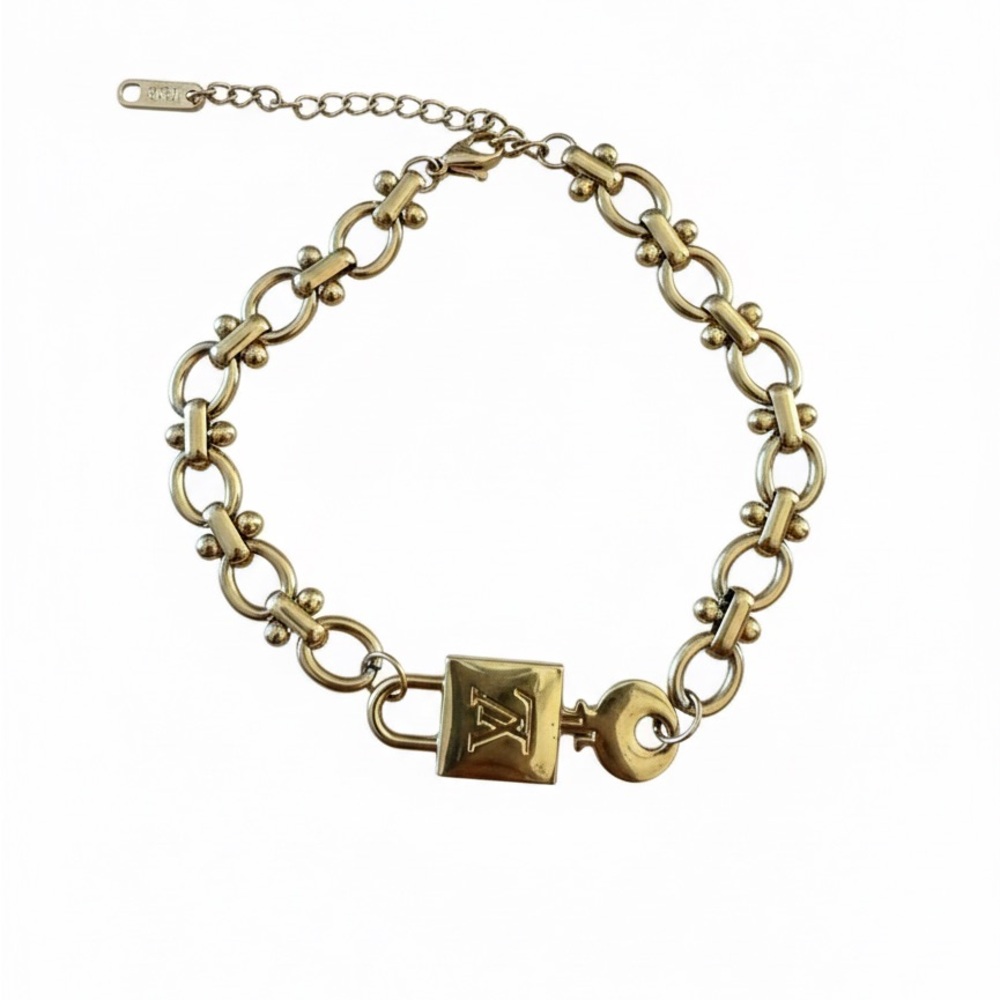 Upcycled Lock and Key Gold Link Bracelet